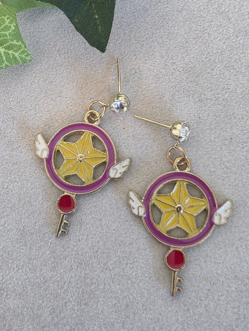 Cardcaptor Sakura Star Wand Key Enamel Dangle Earrings Anime Cosplay